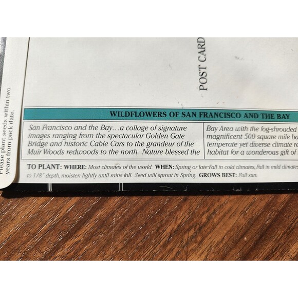 Wildflowers of the San Francisco & Bay Seed Packet Post Card Unused 2000 - Picture 7 of 10